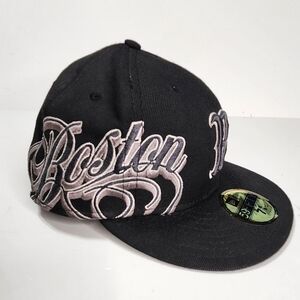 Boston Red Sox Hat Fitted 7 3/8 Vintage Wool Script Baseball Cap New Era MLB